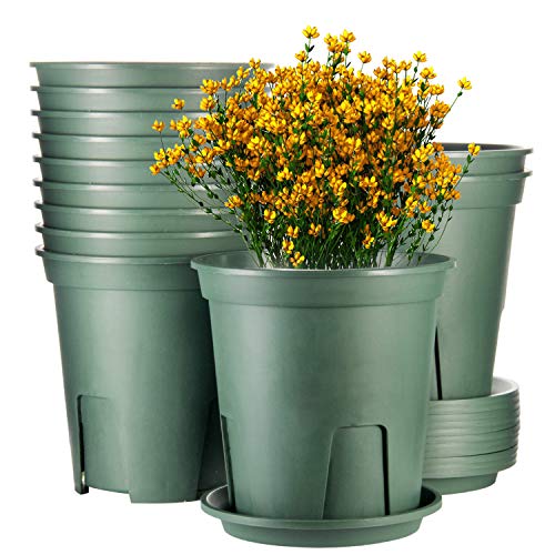 EHWINE Plant Pots, 12Pack 7 Inch Planters for Indoor Plants, Plasti...