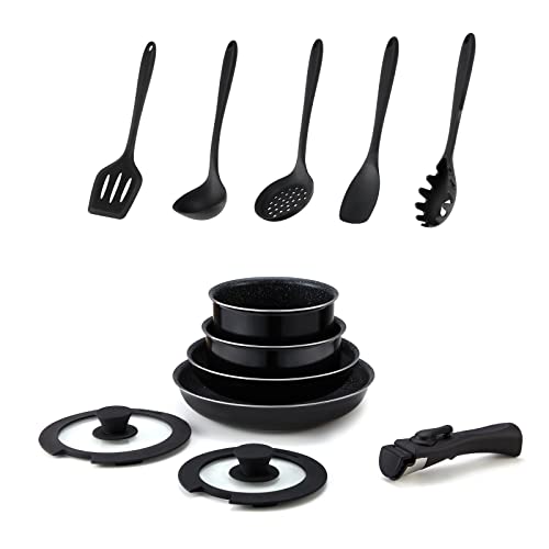 EROMMY 12 Piece Nonstick Cookware Sets, Pots and Pans Set with Remo...