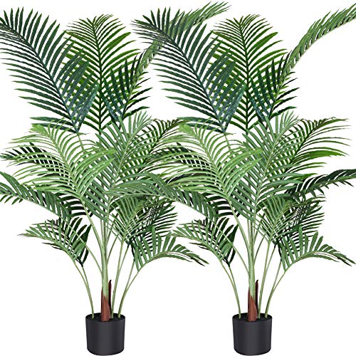 Fopamtri Artificial Areca Palm Plant 4.6 Feet Fake Palm Tree with 1...