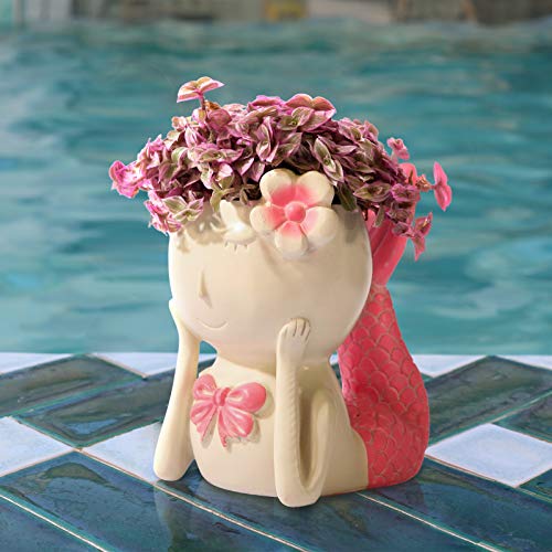 FROZZUR 1PC Beauty Flower Pot of Fish Shape, Face Mermaid Flower Po...
