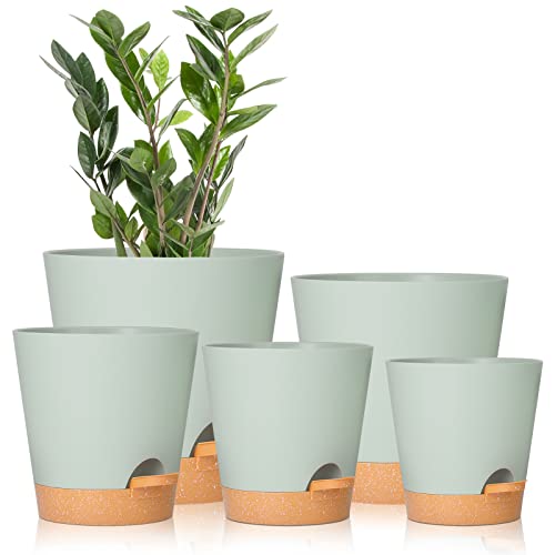GARDIFE Plant Pots 7 6.5 6 5.5 5 Inch Self Watering Planters with D...