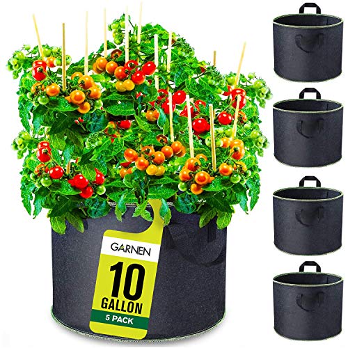 Garnen 10 Gallon Garden Grow Bags (5 Packs), Vegetable Flower Plant...