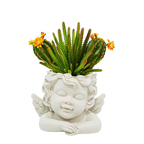 GiveU 5.5’’H Angel Statue Crafted Head Face Planter Pot, Flower...