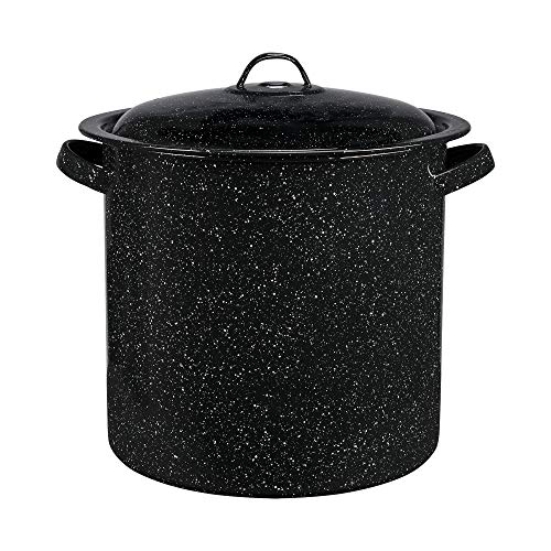 Granite Ware Enamelware 15.5 Qt Stock Pot with Lid. (Speckled Black...