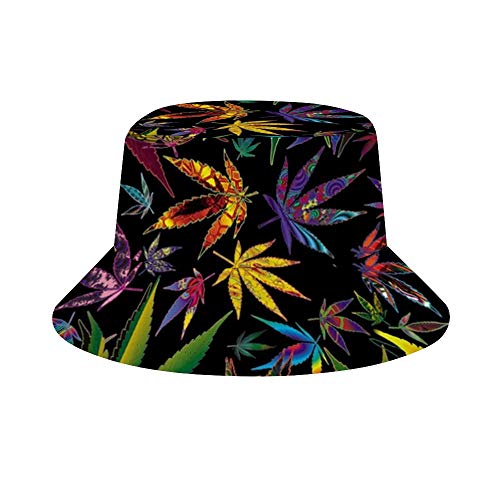 Great Gift - Unisex Polyester Wide Brim Novel Trippy Multi Pot Weed...