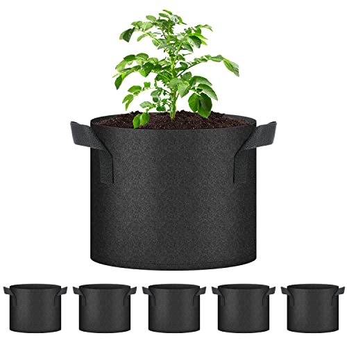 HealSmart Plant Grow Bags 5 Gallon, Tomoato Planter Pots 5-Pack wit...