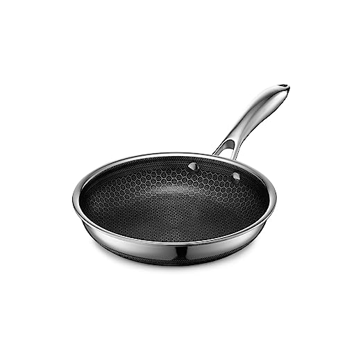 HexClad 8 Inch Hybrid Stainless Steel Frying Pan with Stay Cool Han...