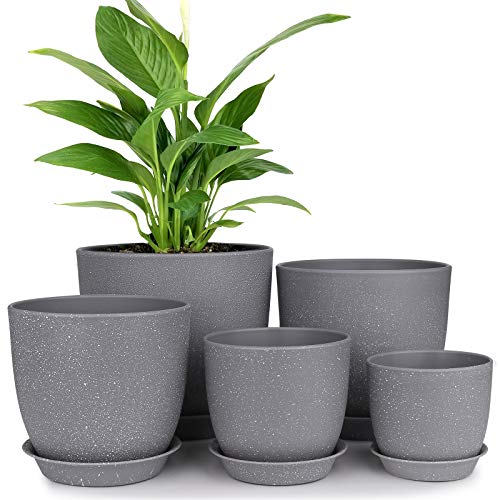 HOMENOTE Plastic Planter 7 6 5.5 4.8 4.5 Inch Flower Pot Indoor Mod...