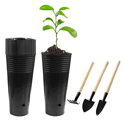 Hzloyat 20 Pcs Plastic Deep Nursery Pots, 9.8  Tall Tree Pots,Tall ...