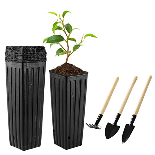 Hzloyat 20 Pcs Plastic Deep Nursery Pots,9.8  Tall Tree Pots,Tall N...