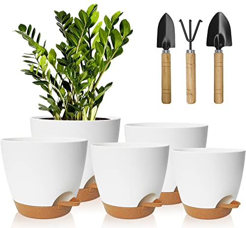 Idealife Plant Pots 7 6.5 6 5.5 5 Inch Self Watering Planters with ...