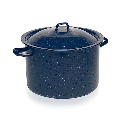 IMUSA USA Blue 6-Quart Speckled Enamel Stock Pot with Lid...