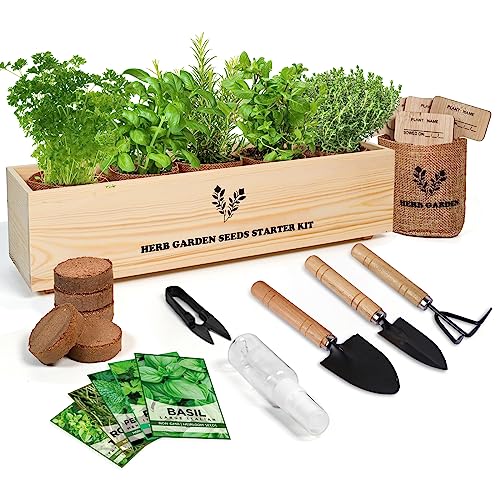 Indoor Herb Grow Kit, 5 Seeds Garden Starter Kit with Complete Plan...