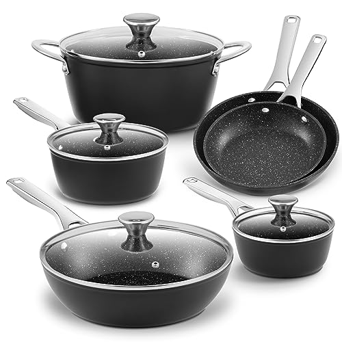 Induction Cookware Nonstick, BEZIA Pots and Pans Set for Induction ...
