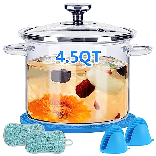 INNOVATIVE LIFE 4.5 Quart Glass Pots for Cooking on Stove, Food-Gra...