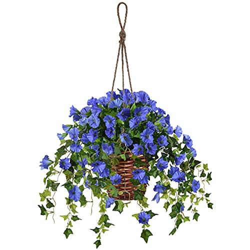 INQCMY Artificial Hanging Flowers in Basket Outdoor Indoor Patio La...