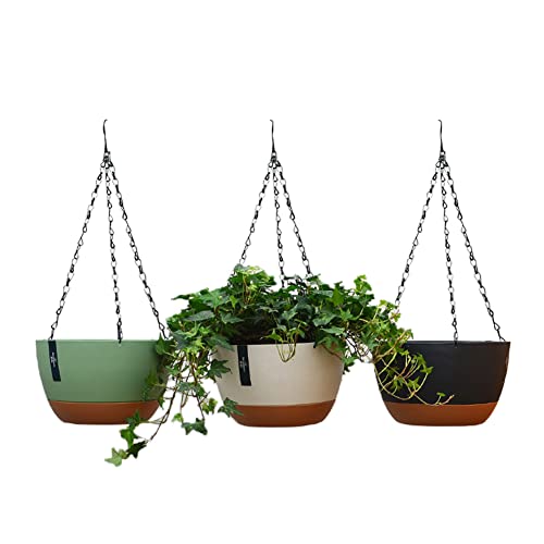 INSTITIZER 3 Pack Hanging Planters, 8.3 Inch Plastic Hanging Flower...