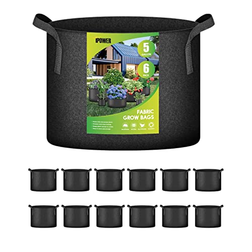 iPower 12-Pack 5 Gallon Grow Bags Heavy Duty Thickened Aeration Non...