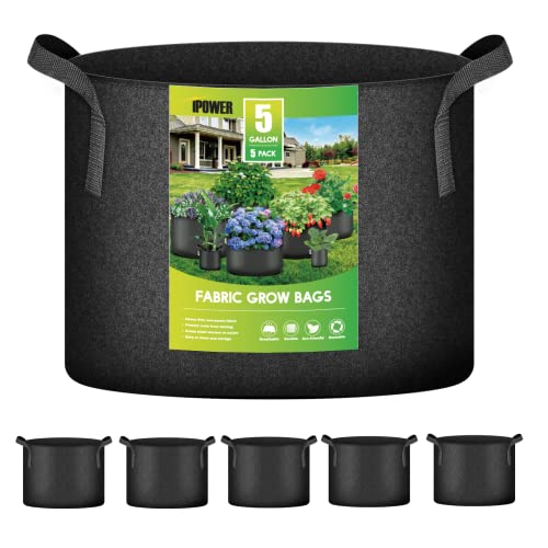 iPower 5 Gallon Grow Bags Nonwoven Fabric Pots Aeration Container w...