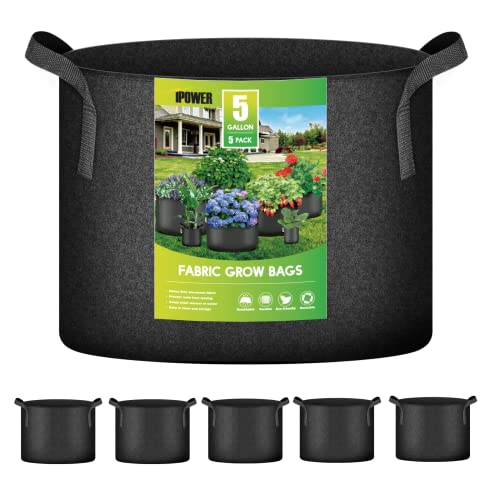 iPower 5 Gallon Heavy Duty Thickened Aeration Grow Bags Nonwoven Fa...