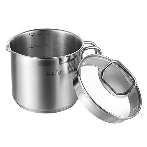 jalz jalz Stainless Steel Saucepan With Glass Lid,Classic Cookware,...