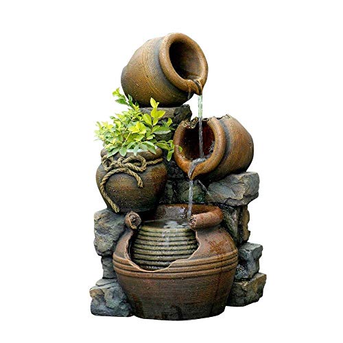 Jeco FCL055 Multi Pots Outdoor Water Fountain with Flower Pot, 12.6...