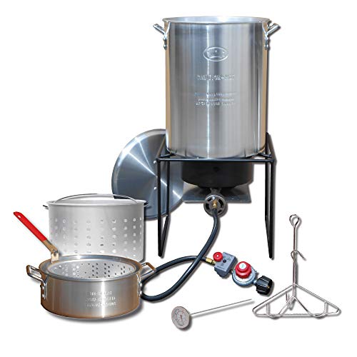 King Kooker Propane Outdoor Fry Boil Package with 2 Pots, silver, o...