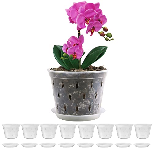 Kitypartsy 8 Sets Orchid Pots, 6.7 Inch Orchid Pots with Holes, Cle...