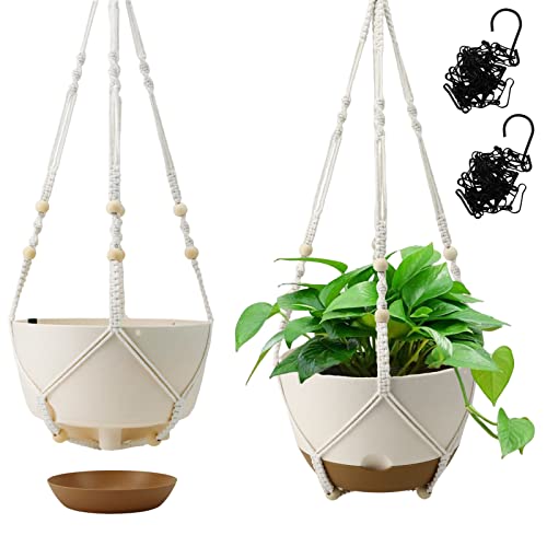 Koalaime Hanging Planter Self Watering 10 Inch, 2 Pack Indoor Outdo...