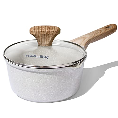 KOLEX 2 Quart Nonstick Sauce Pan With Lid, Nonstick Granite Saucepa...