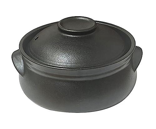 Korean Premium Stoneware Black Casserole Clay Pot with Lid,For Cook...
