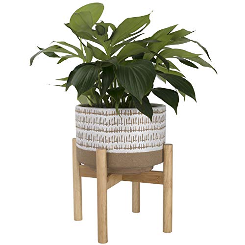 LA JOLIE MUSE Large Ceramic Plant Pot with Stand - 9.4 Inch Modern ...