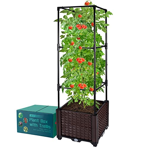 Large Tomato Planter with Trellis- 48 x 11.8 x 11.8 Inches Raised G...