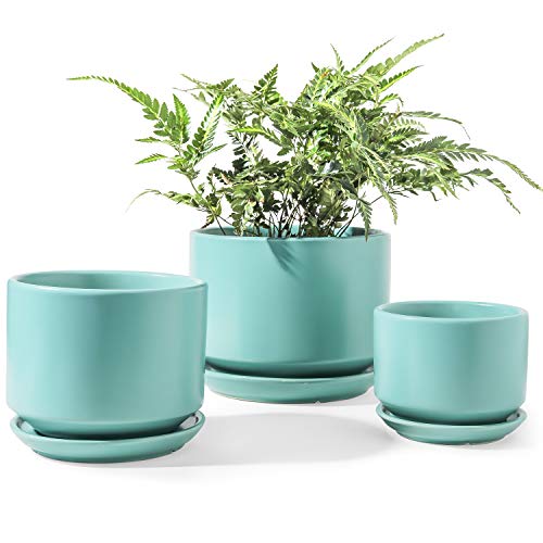 LE TAUCI Ceramic Plant Pots, 4.3+5.3+6.8 inch, Set of 3, Planters w...