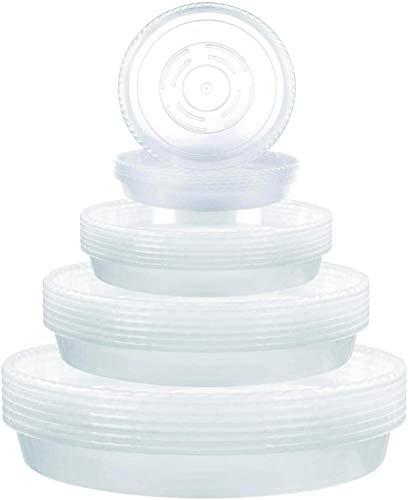 Lechay Plant Saucer for Indoors,20 Pack 4 Size Clear Plastic Flower...