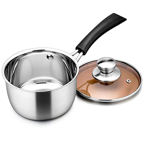 LIANYU 2QT Saucepan with Lid, 2 Quart Stainless Steel Sauce Pan, Sm...
