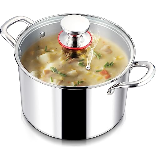 LIANYU 8QT 18 10 Stainless Steel Soup Pot with Lid, 8 Quart Stock P...