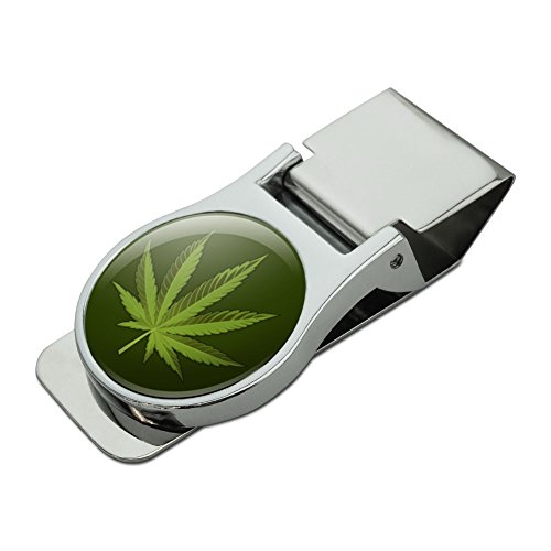 Marijuana Leaf Design Cannabis Pot Satin Chrome Plated Metal Money ...