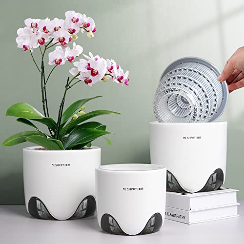Meshpot 5 inch Orchid Pots with Holes for Repotting,Set of 2,Double...