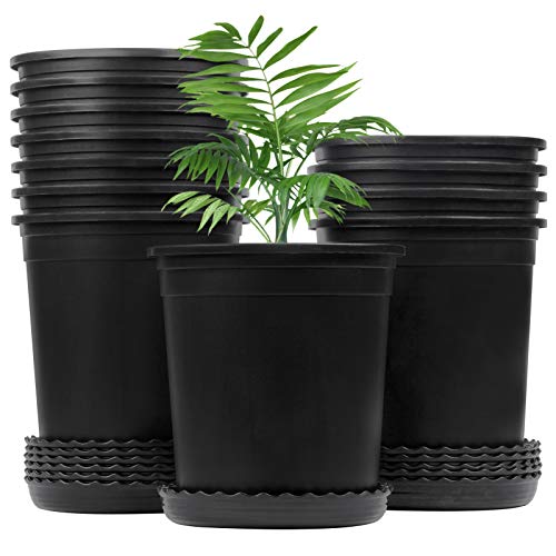 Mhonniwa 1 Gallon Nursery Pots for Plants Plastic Pots with Drainag...
