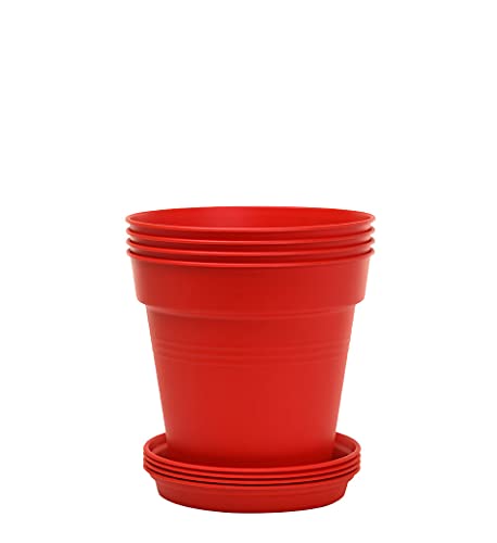 Mintra Home Garden Pots 4pk (Red, 13cm Diameter (5in))...