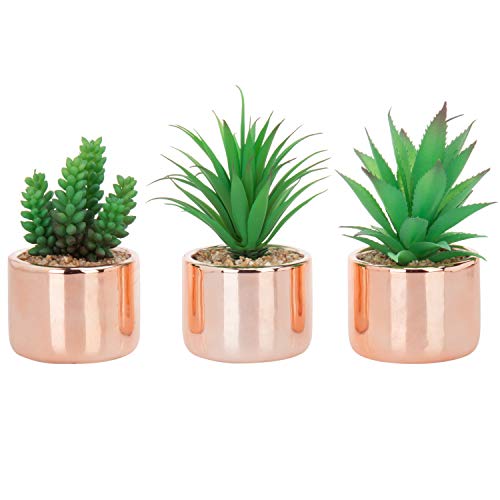 MyGift Set of 3 Mini Fake Succulents Artificial Plants for Home Dec...
