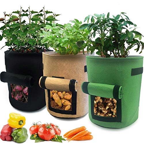 Nicheo 3 Pcs 6.5 Gallon Grow Bag Easy to Harvest Planter Pot with F...