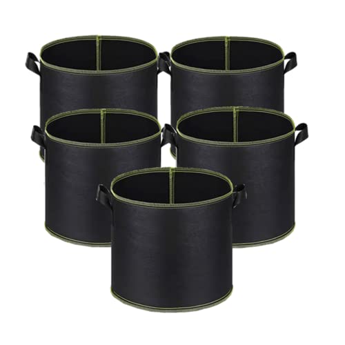 Niurui 5-Pack 5 Gallon Grow Bags Heavy Duty Aeration Fabric Pots Th...