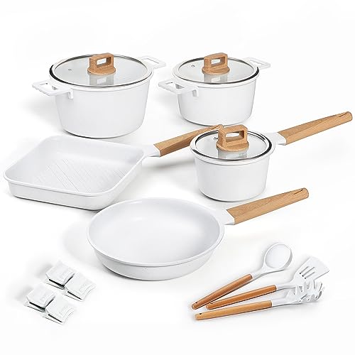 Nonstick Cookware Set Non Toxic 100% PFOA Free Compatible Induction...