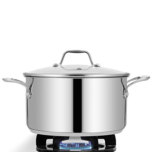NutriChef 8 Quart Stainless Steel Cookware Stockpot - Heavy Duty In...