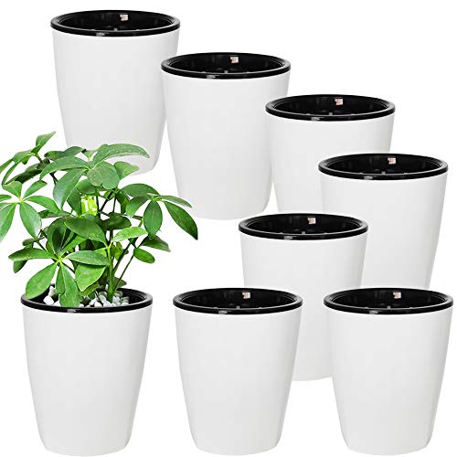 OJYUDD 8 Pack 4 Inch Self Watering Plastic Planter with Inner Pot W...