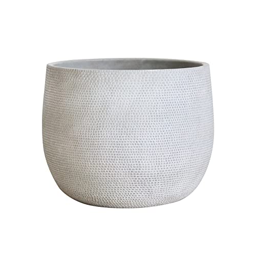 Olly & Rose Barcelona Ceramic Plant Pot Large 10 Inch - Off White G...