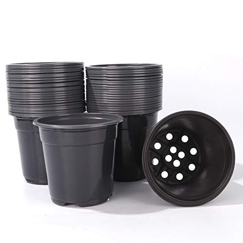 Oubest Plastic Black Plant Nursery Pots 6  50 pcs 0.5 Gallon for Fl...