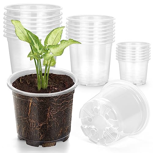 OUPSAUI 21 Pack 3.5 5 6 Inch Clear Nursery Pots for Plants, Clear P...